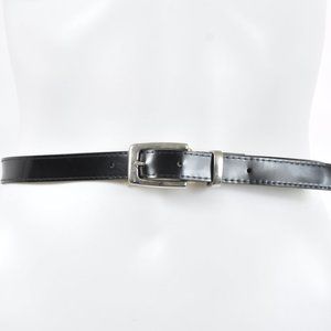 Vtg 90s PATENT LEATHER Minimalist Black PVC Skinny